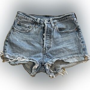 Levi’s high rise 501’s cutoff denim shorts